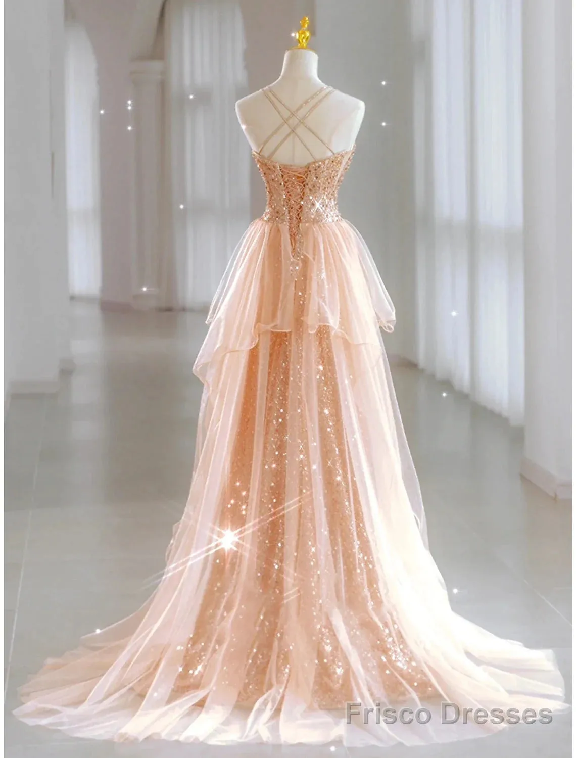 A-Line Prom Dresses Sparkle & Shine Dress Sweet 16 Birthday Floor Length Sleeveless Sweetheart Tulle With Sequin