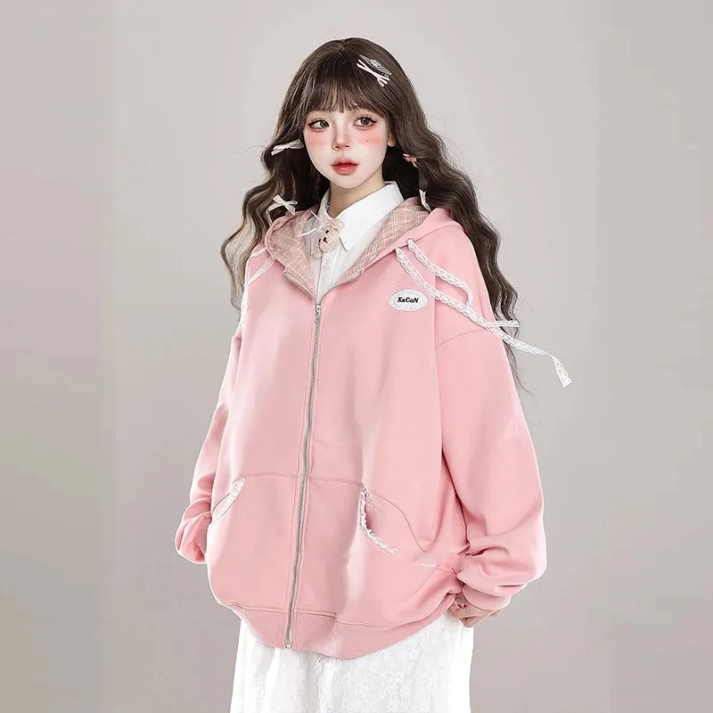 American Sweet Girl Style Oversize Hooded Coat