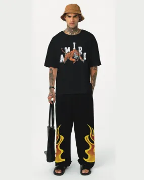 Amiri tiger tee with fire aura pant cordset ( black and black)*