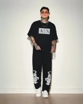 AX style tee white snow tiger pant corrdset (black and black ()*)