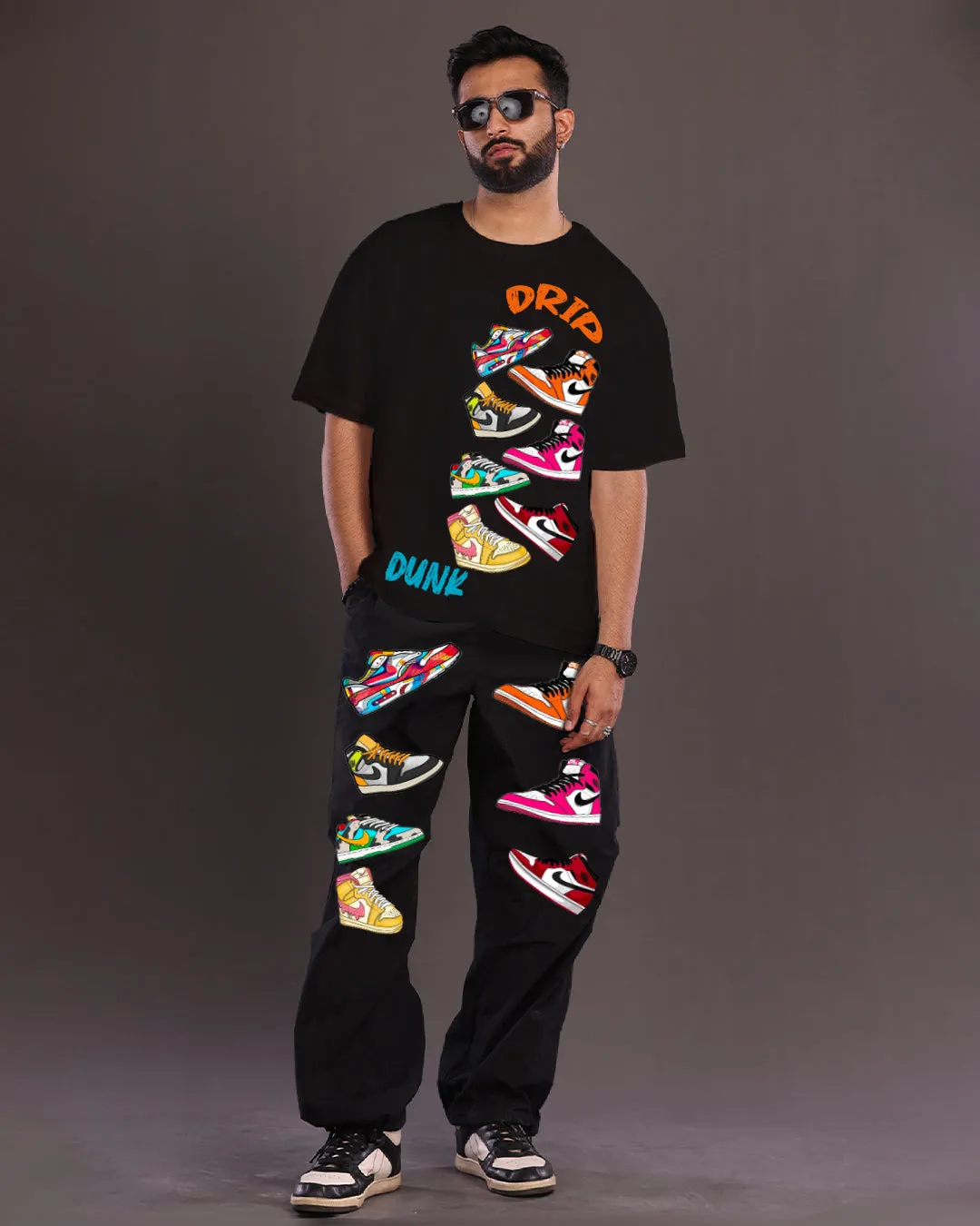 Black Men's Co-ord Set - Urban Sneaker Style Oversized(*)