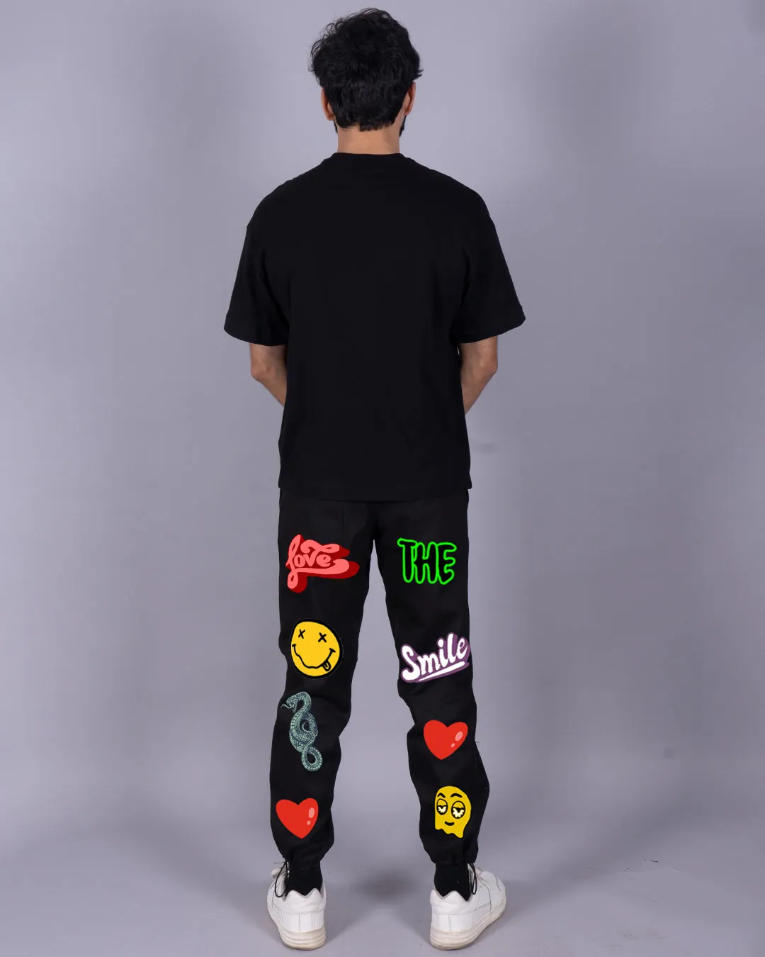 Black Men's Love Smiley Co-ord Set - Men's Choice(*)