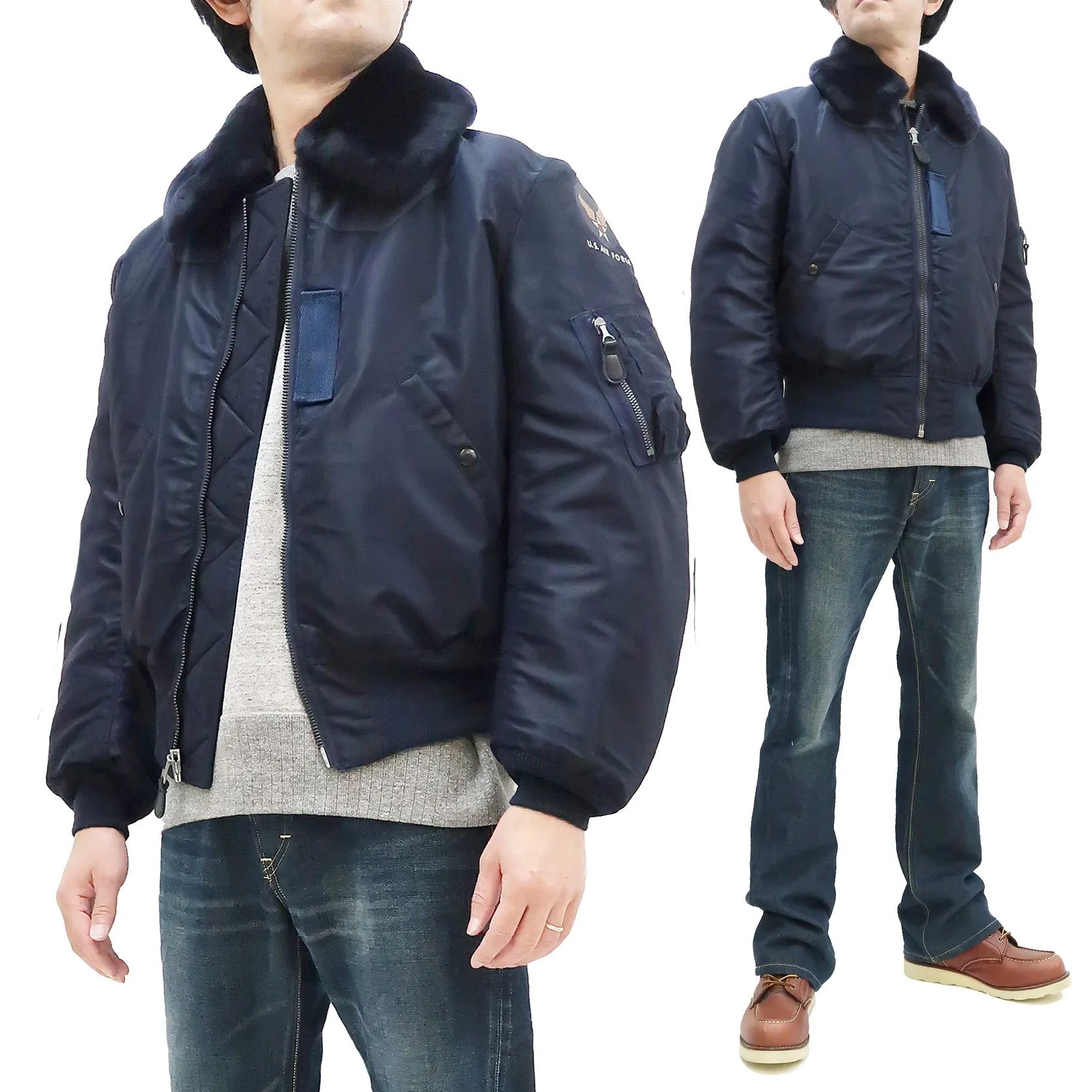 Buzz Rickson Jacket Men's Reissue of USAF B-15C Flight Jacket BR15135 B15C Air Force Blue