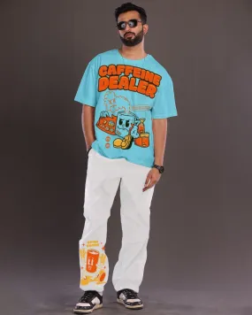 Caffeine Dealer: Blue and White Oversized Men's Co Ord Set