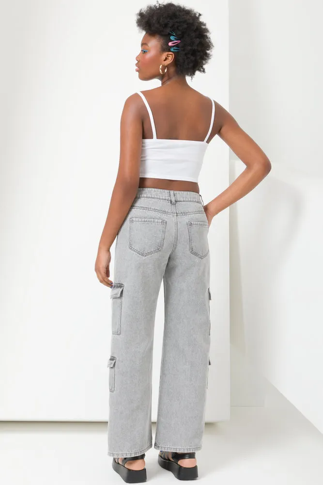 Cargo Denim Jeans Dark Grey
