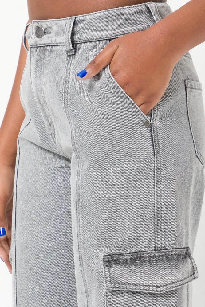 Cargo Denim Jeans Dark Grey