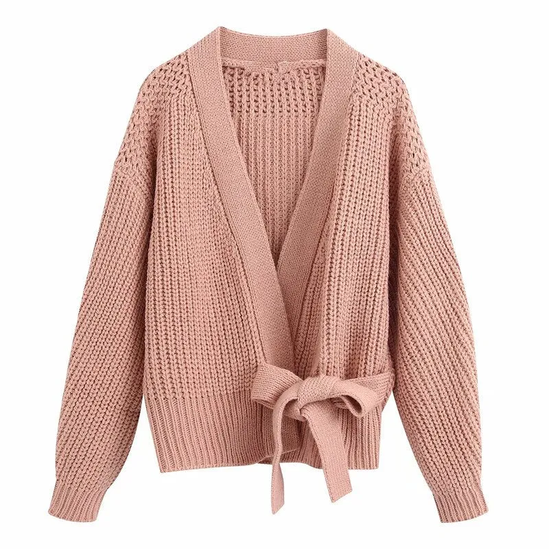 CROPPED CARDIGAN WITH BELT