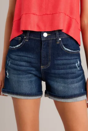 Embrace It Dark Wash High Rise Denim Shorts