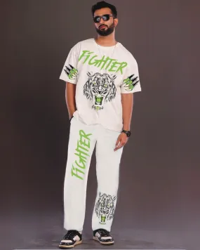 Fighter Men's Oversized White and White Coord Set(*)