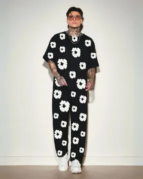 Flower World Oversized Men's Black Co Ord Set(*)