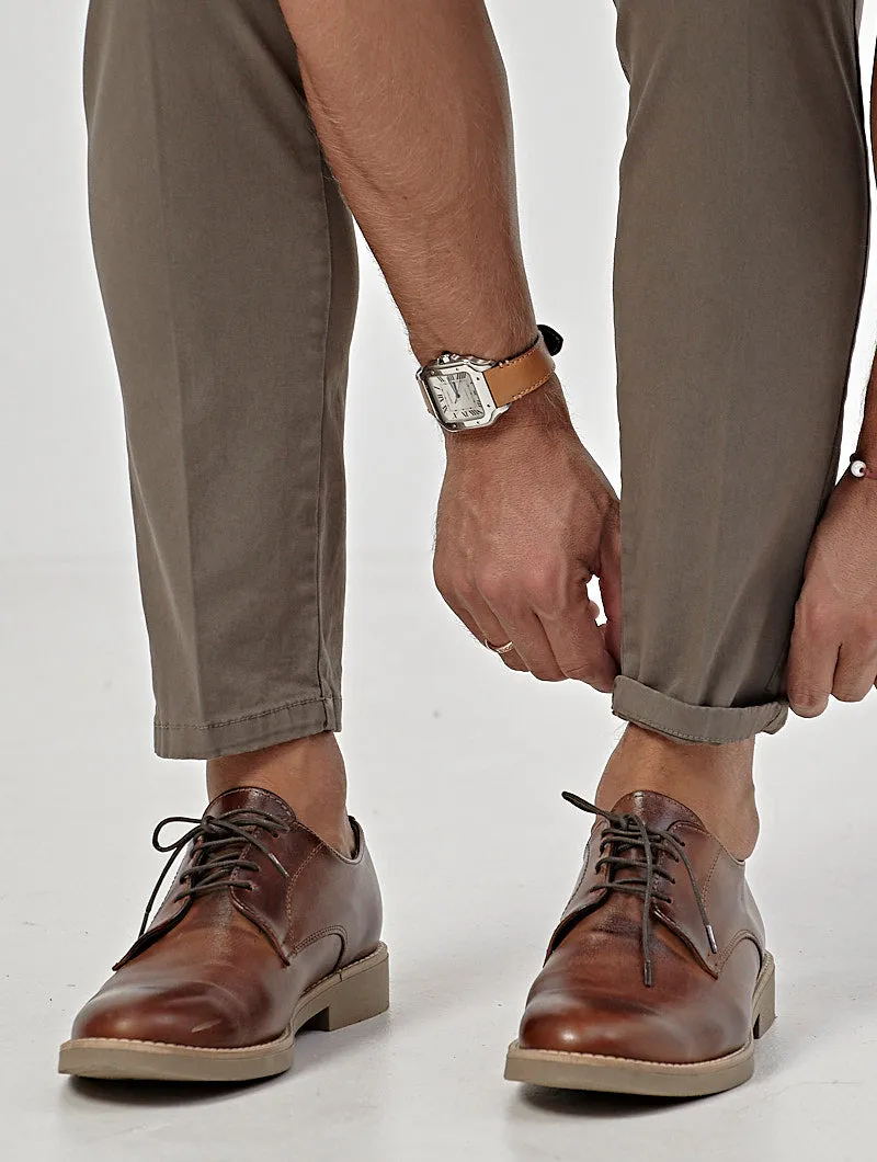 GABARDIN CASUAL PANTS IN MUD