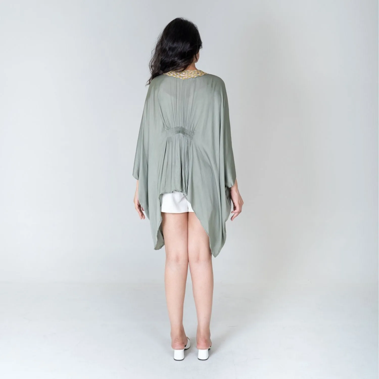 Green Braided Short Cape | Modal Hand-Crafted | Exuding Femininity