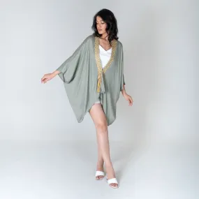 Green Braided Short Cape | Modal Hand-Crafted | Exuding Femininity