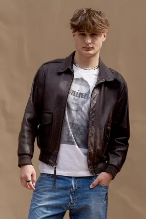 Leather Flying Jacket in Brown