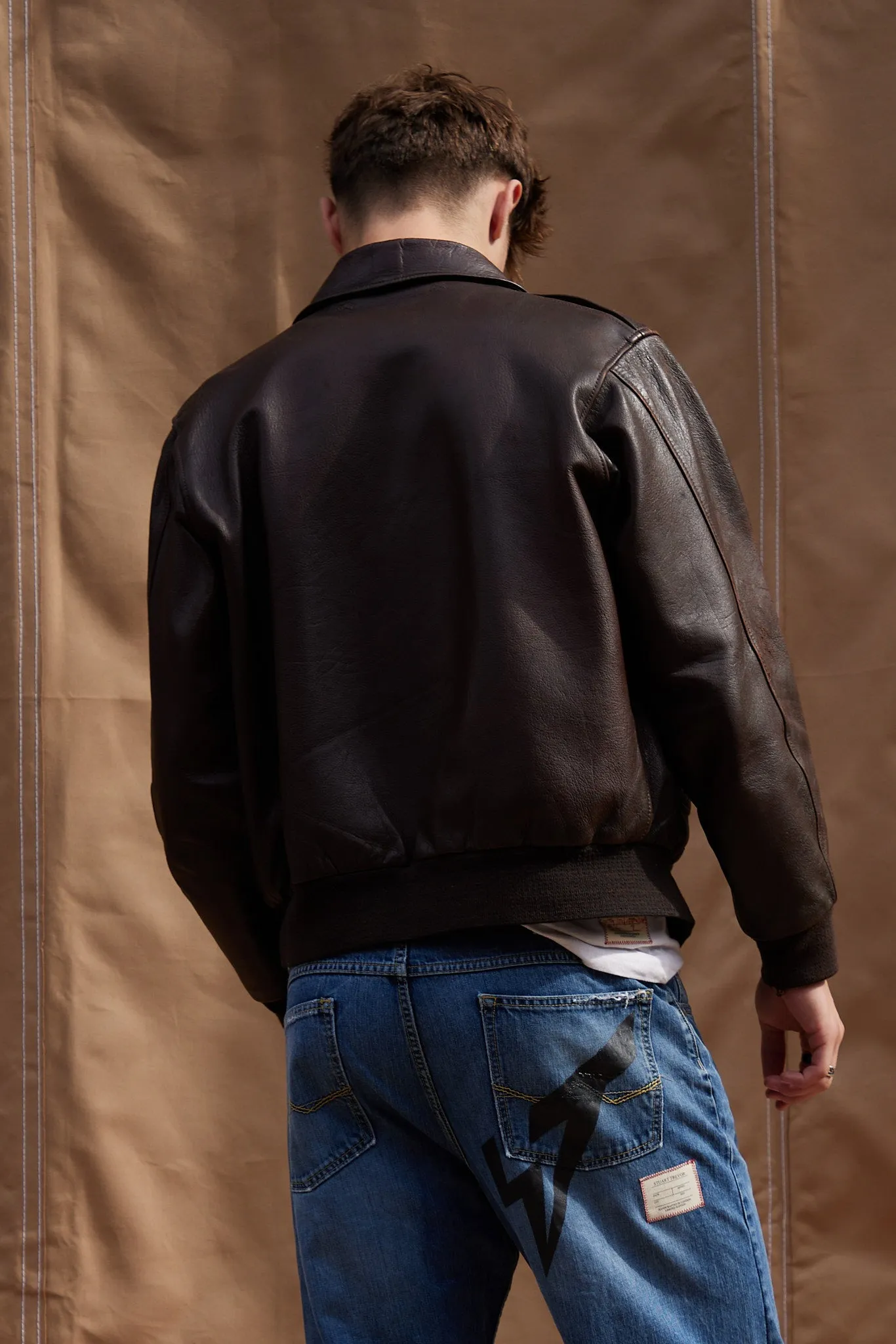 Leather Flying Jacket in Brown