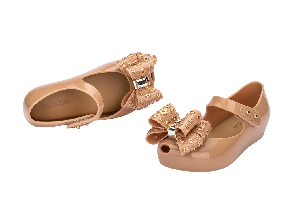 Mini Melissa Ultragirl Sweet X Beige Glitter Ballerinas For Baby Girl