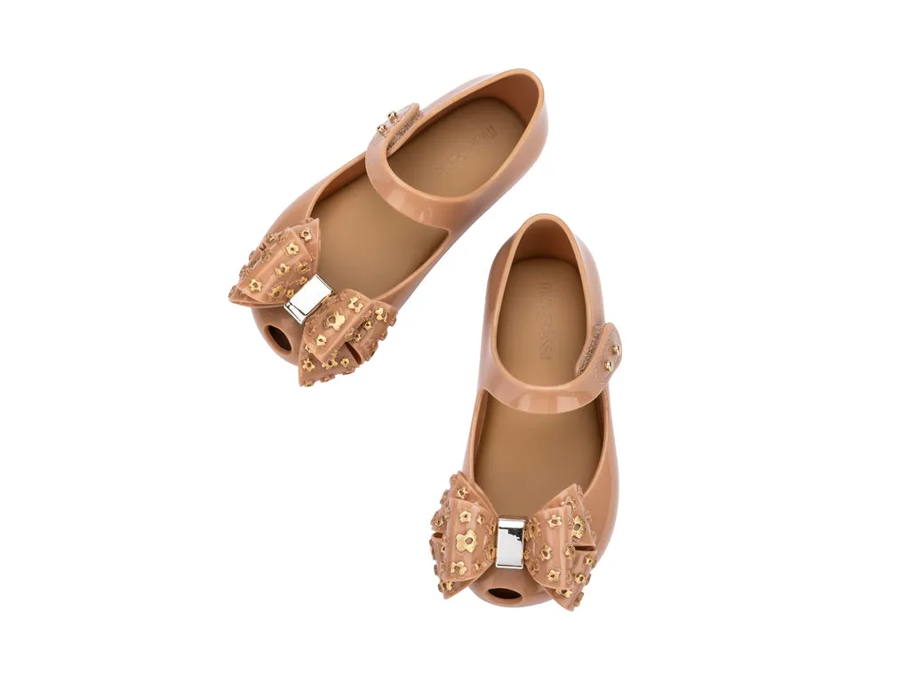 Mini Melissa Ultragirl Sweet X Beige Glitter Ballerinas For Baby Girl