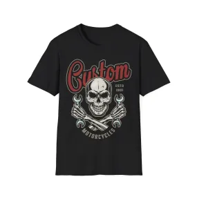 Motorcycle Biker T Shirt  Ring Spun Cotton Lucky Wheels Custom Culture
