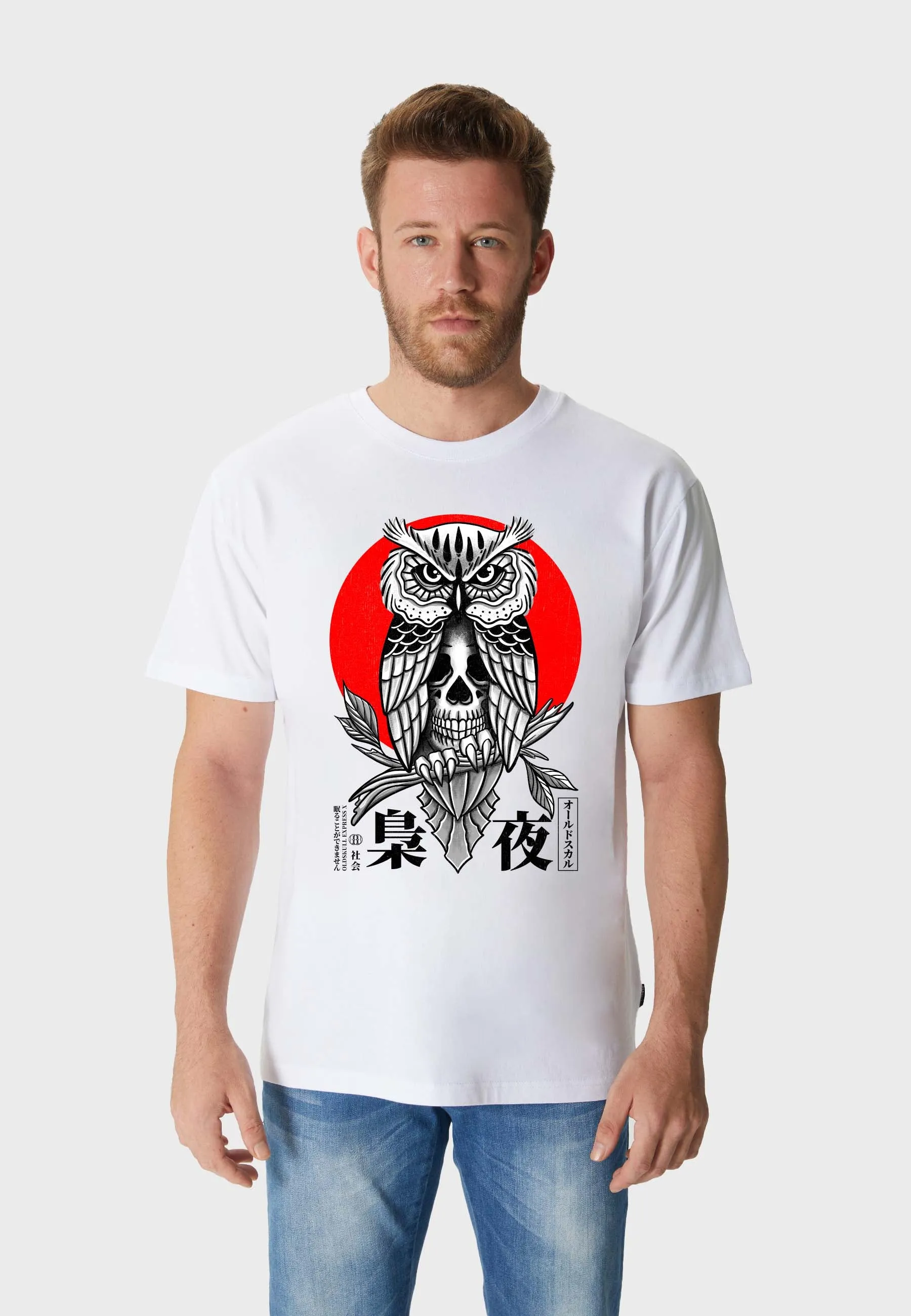 Owl Skull T-Shirt White