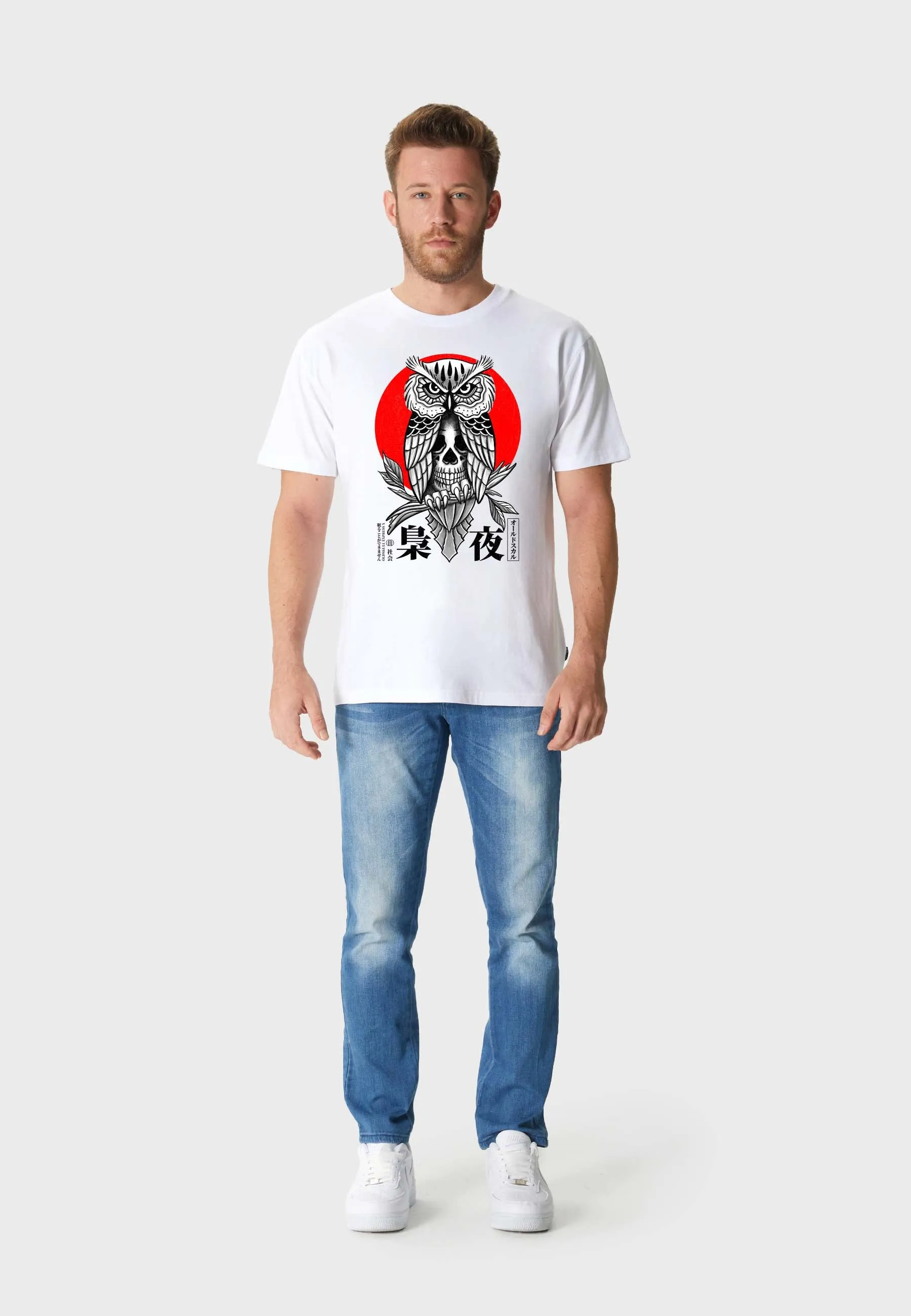 Owl Skull T-Shirt White
