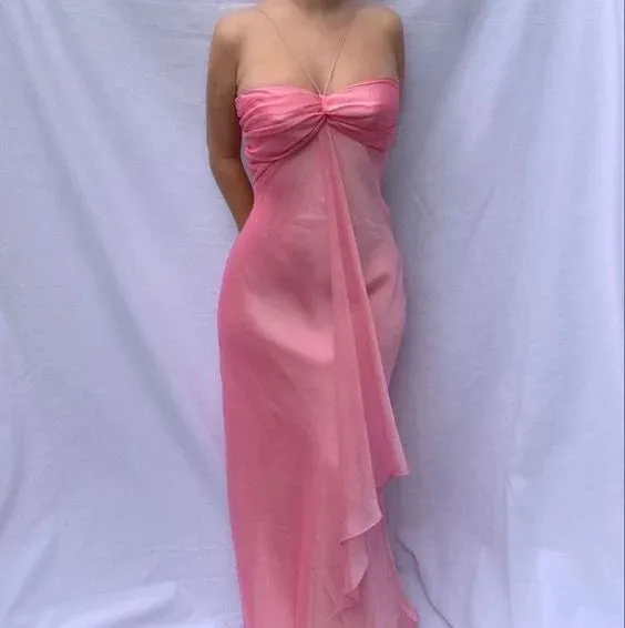 Pink Long Prom Dresses Sweet Formal Dress Charming Evening Party Dress