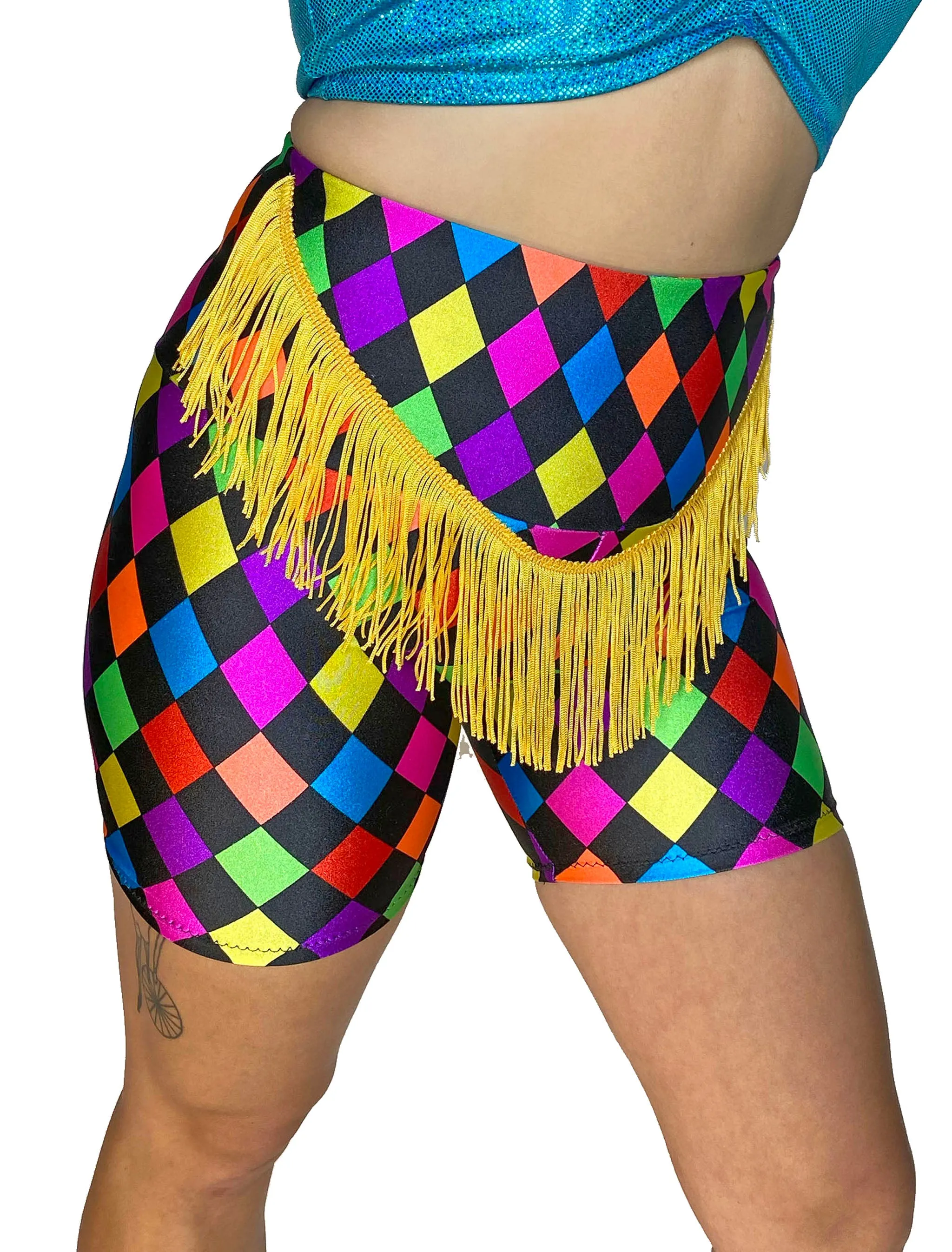 Rainbow Jester Fringe Shorts