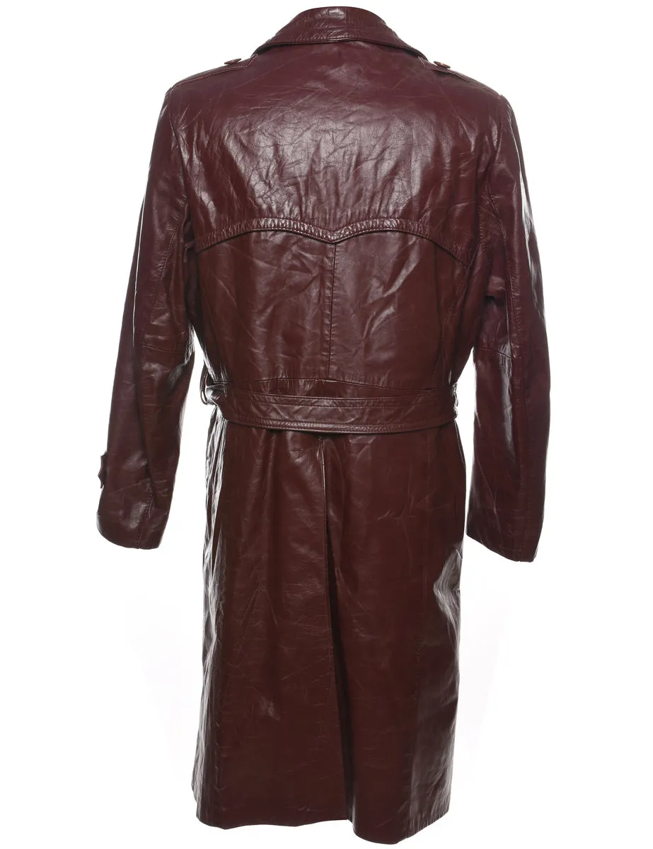 Sears Dark Brown Double-Breasted Leather Jacket - L