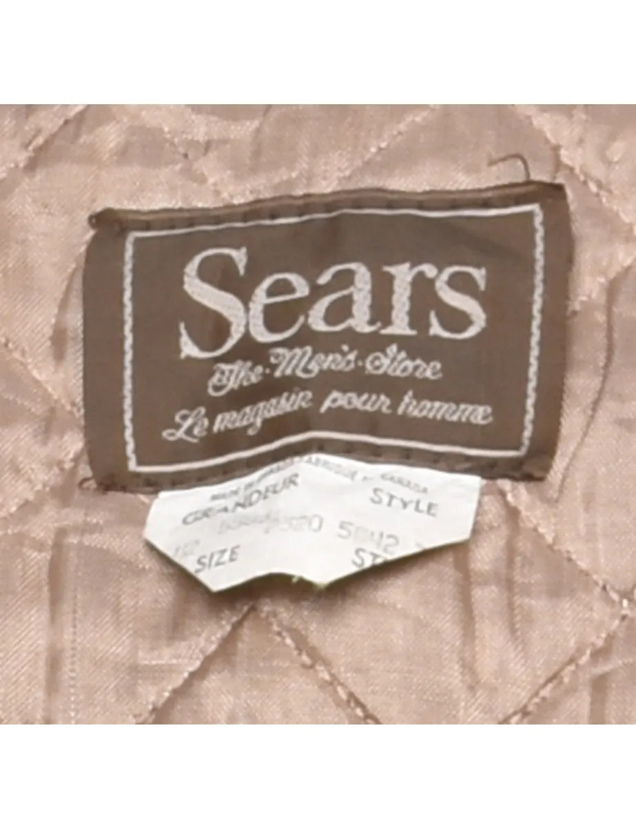 Sears Dark Brown Double-Breasted Leather Jacket - L