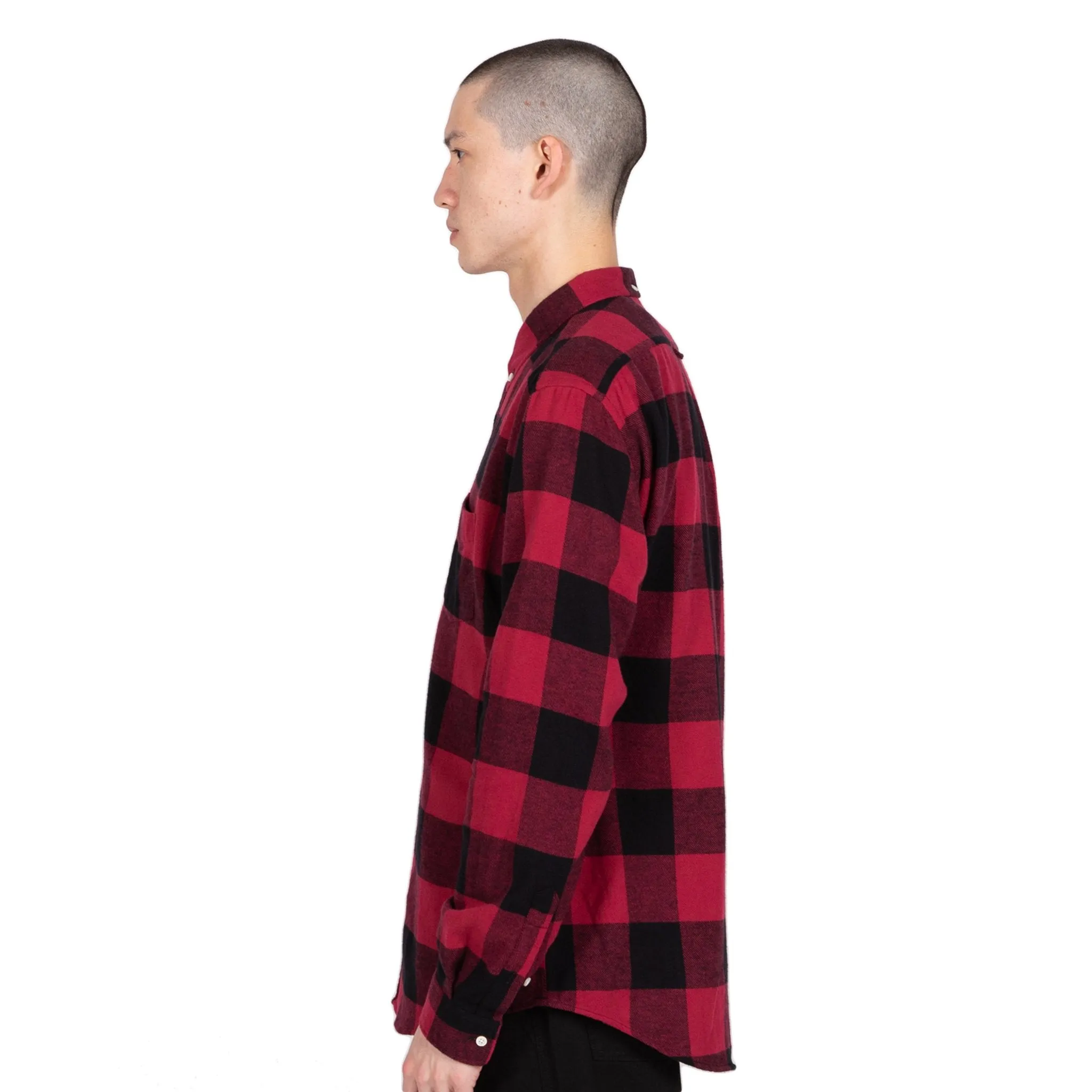 Shirt BD Twill Flannel Large Check - Cadmium Red/Black
