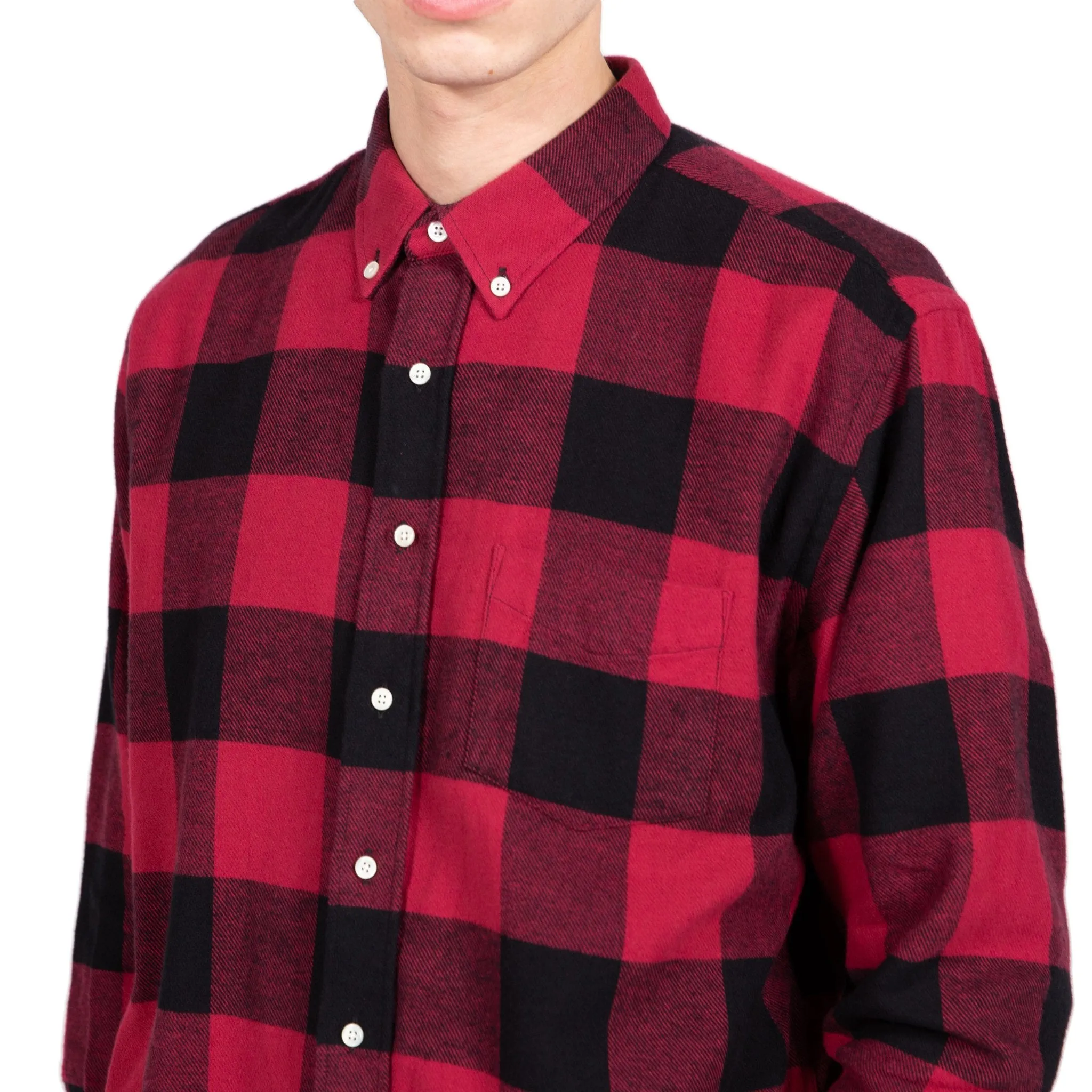Shirt BD Twill Flannel Large Check - Cadmium Red/Black