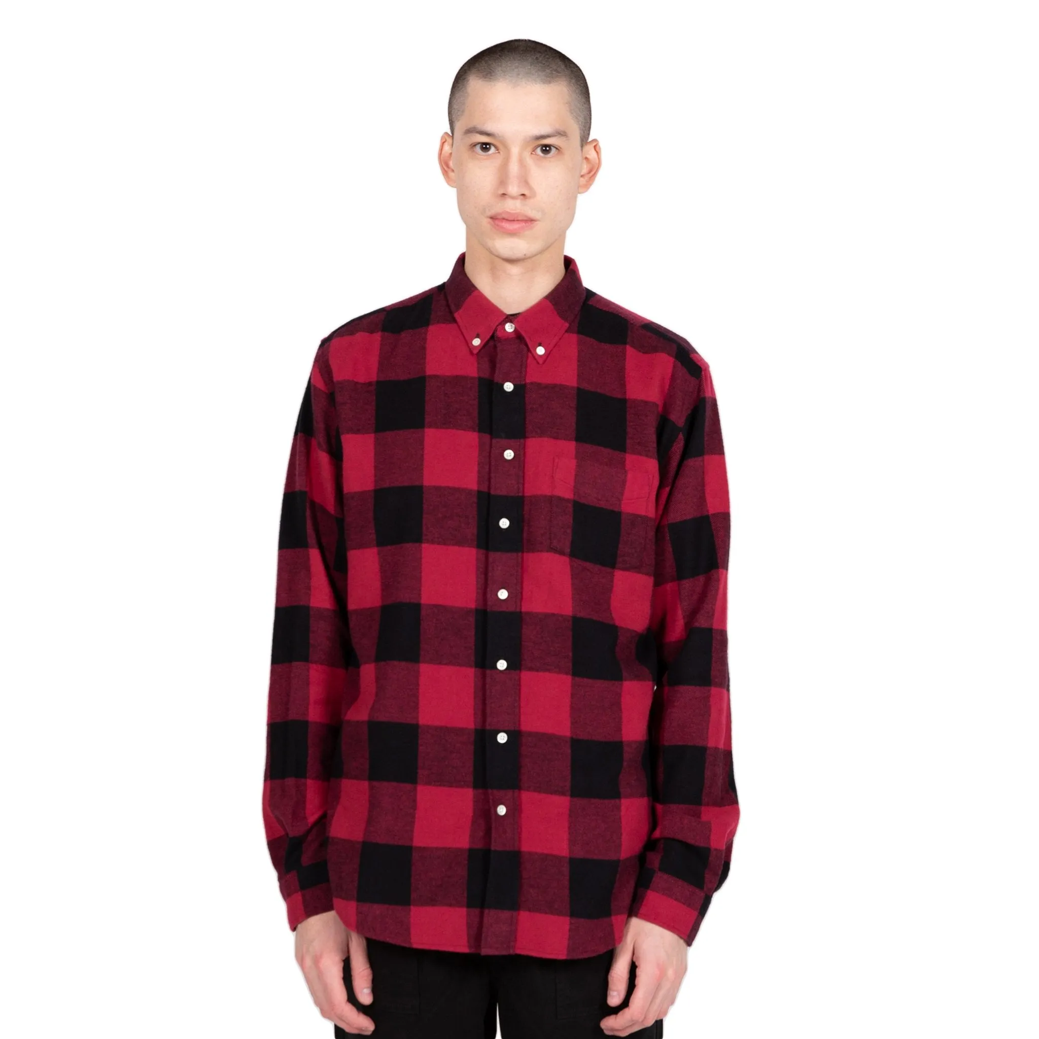 Shirt BD Twill Flannel Large Check - Cadmium Red/Black