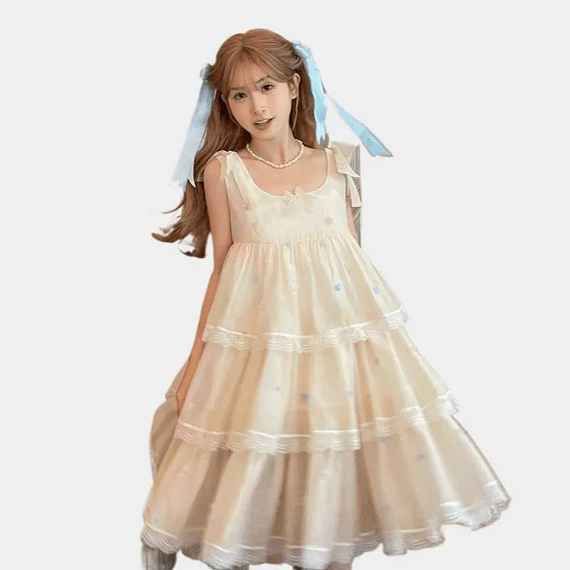 Summer Sweet Princess Style Apricot Dress