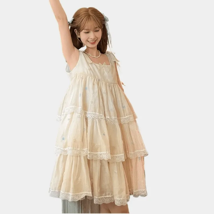 Summer Sweet Princess Style Apricot Dress