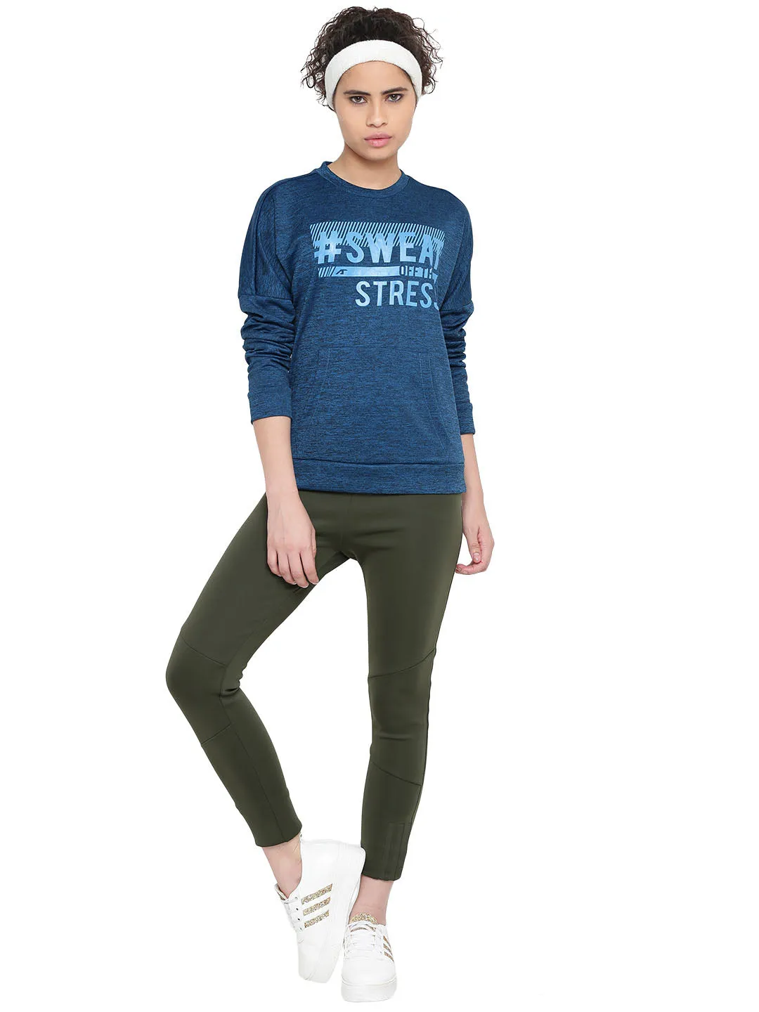 Women Printed Blue Sweatshirts
