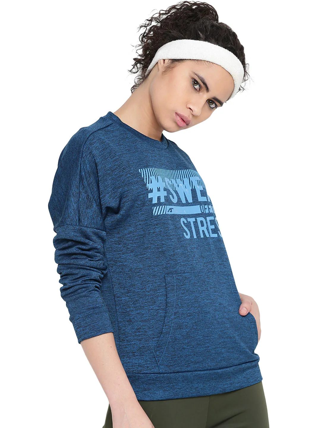 Women Printed Blue Sweatshirts